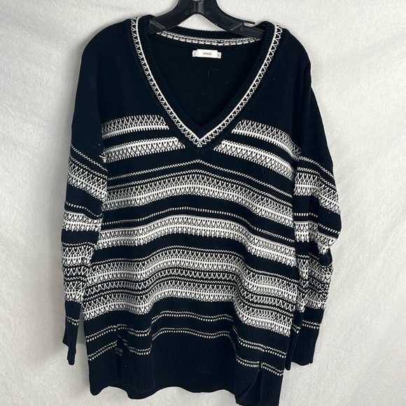 Vince Sweaters - Vince small embroidered stripe v neck oversized